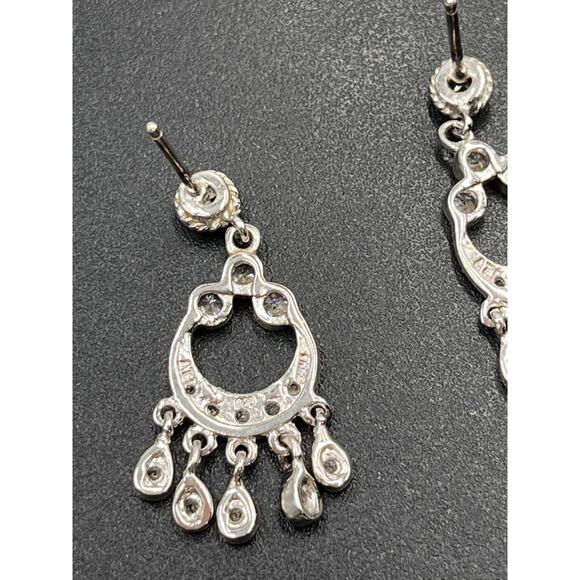 ATI Signed 925 Sterling Silver CZ Dangle Delicate Chandelier Earrings - Picture 5 of 8